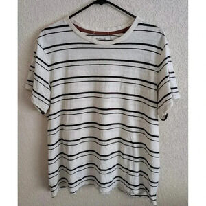 REI White and Black Striped Short Sleeve Tee